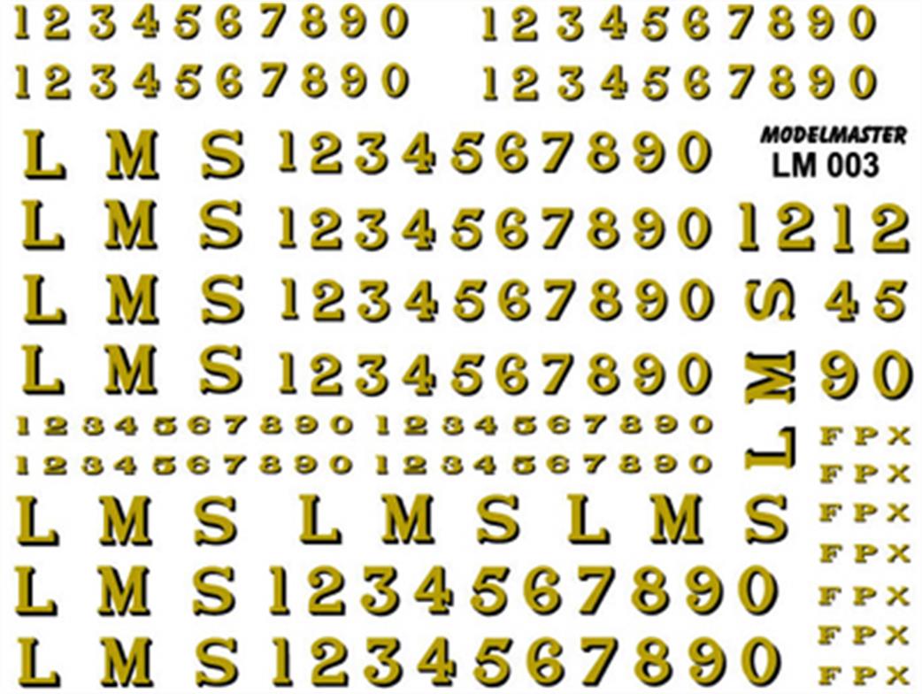 Modelmaster Decals LM003 LMS Lettering and Numbers 19281947