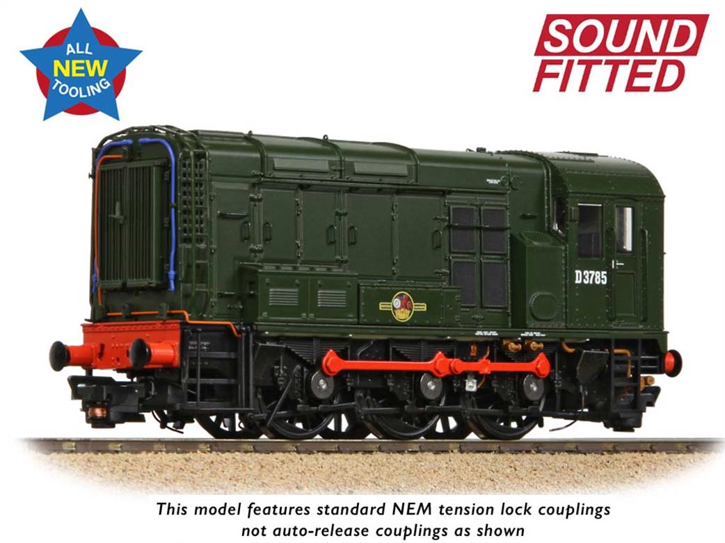 Bachmann OO 35-901SF BR D3785 Class 08 0-6-0 Diesel Shunter Plain Green Late Crest DCC Sound