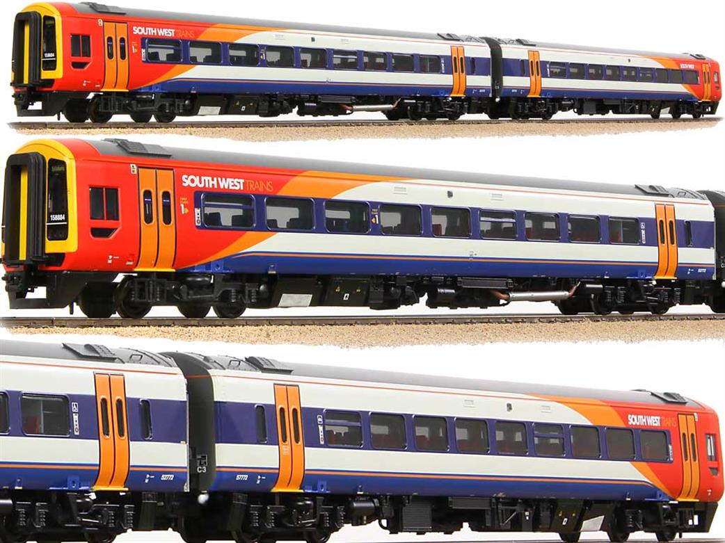 Bachmann OO 31-495SF SWT 158884 Class 158 2 Car DMU South West Trains DCC Sound
