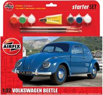 Airfix 1/32 Volkswagen Beetle Starter Set A55207This VW Beetle Gift Set includes 2 brushes, 6 acrylic paints and glue.
