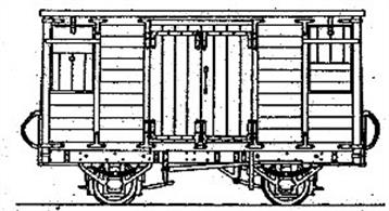 Model kit of the Tralee &amp; Dingle Railway covered van. These vans were designed to allow cattle loading but were used for general goods traffic wshen not needed for cattle service.Supplied with 12mm gauge wheelsets. Wheels can easily be adjusted to 9mm gauge.