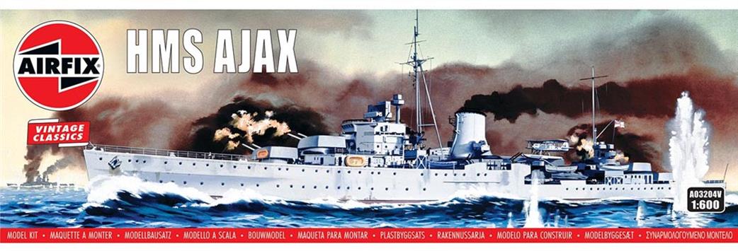 Airfix 1/600 A03204V HMS Ajax British WW2 Light Cruiser Vintage Classic Kit