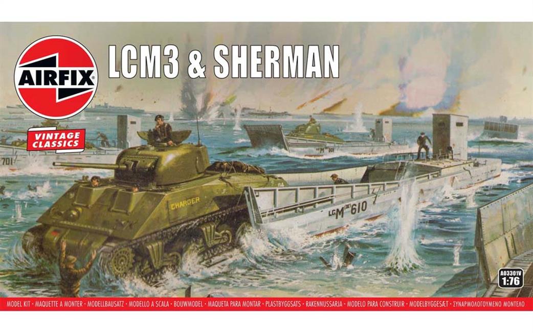 Airfix 1/72 A03301V US LCM Mk3 Landing Craft Kit with Sherman MK1 kit