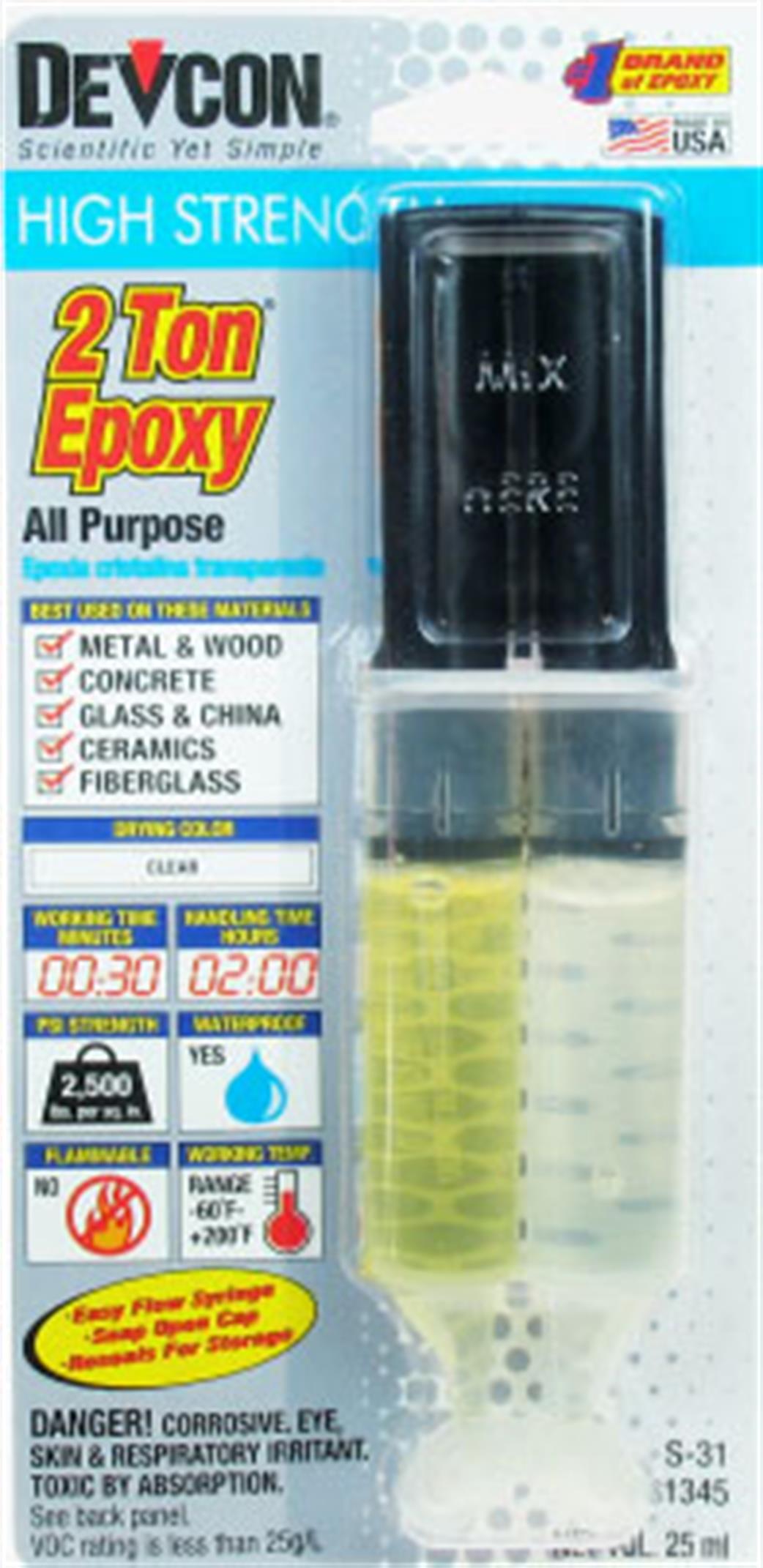 Devcon  31345 Epoxy Glue 2 Ton 25ml Syringe