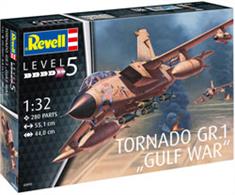Revell 04705 is a 1/32nd scale plastic kit of a  RAF Tornado GR1 Ground attack aircraft as used in the Gulf WarNumber of Parts 280   Length 551mm   Wingspan 440mm