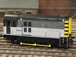 08740 has been modelled in the BR RailFreight triple grey livery as carried while based at Stratford.