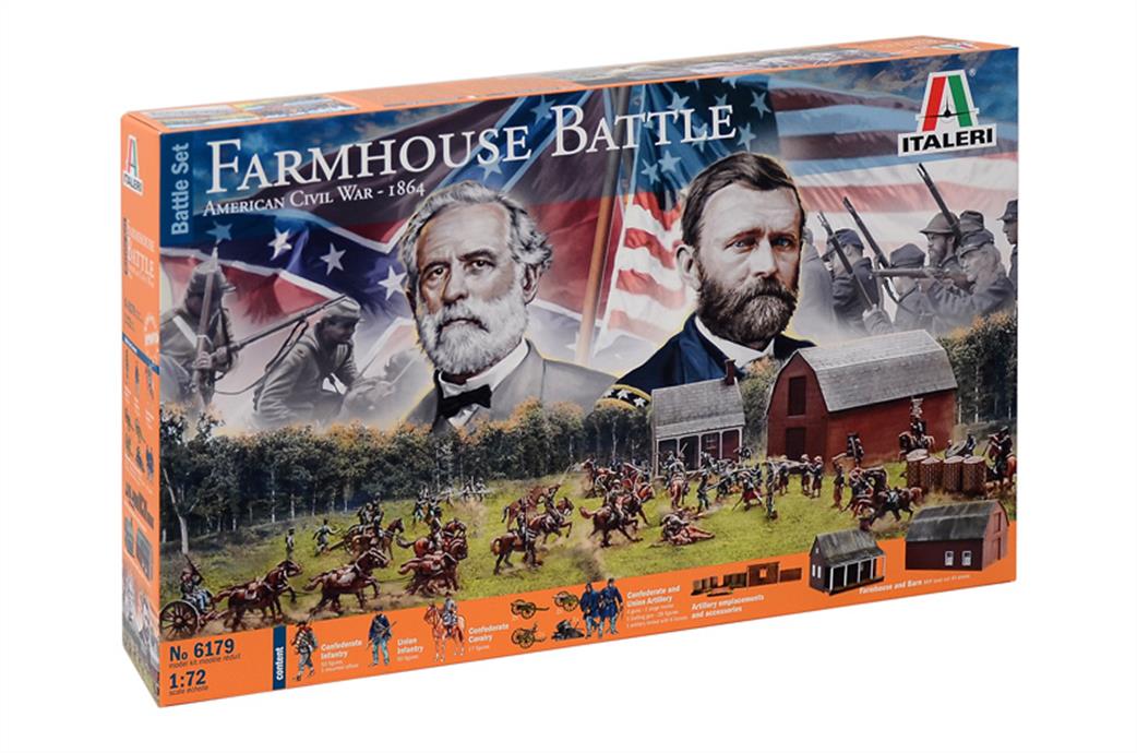 Italeri 1/72 6179 Farmhouse Battle Set US Civil War 117 Unpainted Figures And Accs.