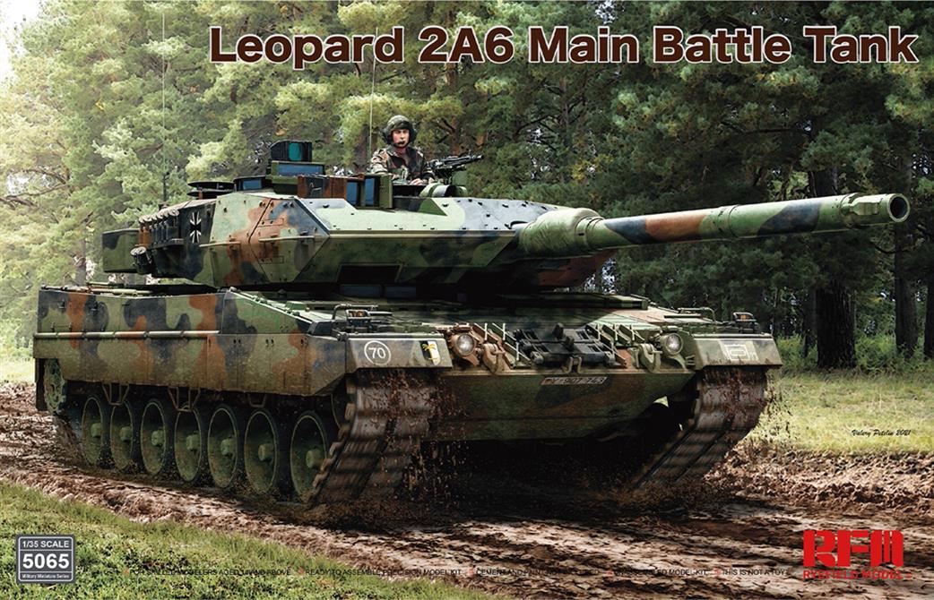 Rye Field Model 1/35 RM-5065 German Leopard 2 A6 With Workable Track Links Plastic Kit