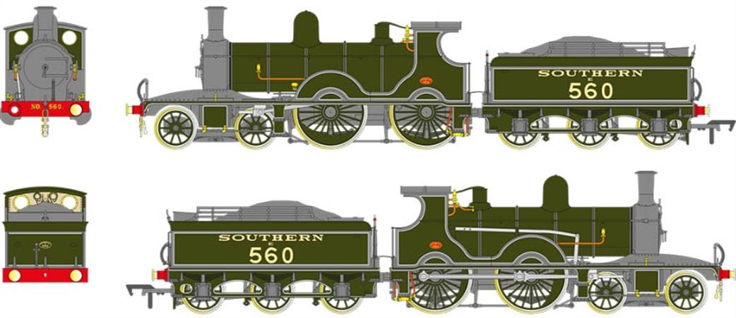 EFE Rail OO E85024 LSWR Adam T3 4-4-0 560 SR Lined Maunsell Green