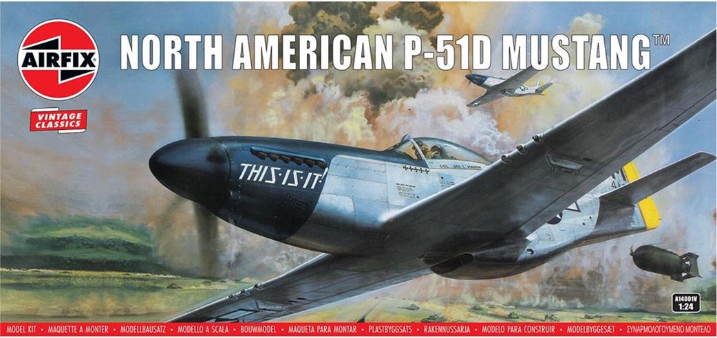 Airfix 1/24 A14001V North American P-51D Mustang  WW2 Fighter Vintage Classic  Kit