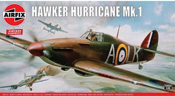 Airfix A14002V 1/24 Hawker Hurricane Mk1 WW2 Fighter Aircraft KitNumber of Parts 161   Length 409mm  Width 507mm