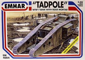 Emhar EM4004 1/35 Scale  WW1 BritishTadpole Tank With Rear MortarOver 70 parts are included in the kit. Comprehensive instructions are included.Glue and paints are required