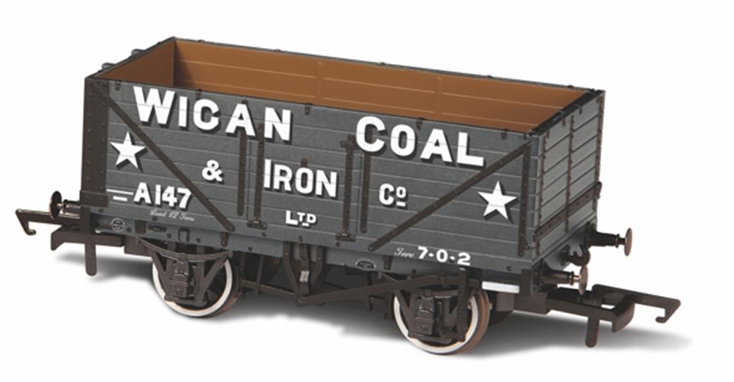 Oxford Rail OR76MW7017  Wigan Coal & Iron Co A147 7 Plank Open Wagon OO