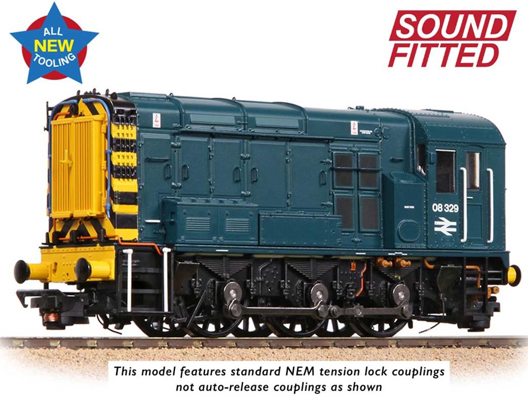 Bachmann OO 32-116B BR D3881 Class 08 0-6-0 Diesel Shunter Green with Wasp Stripes