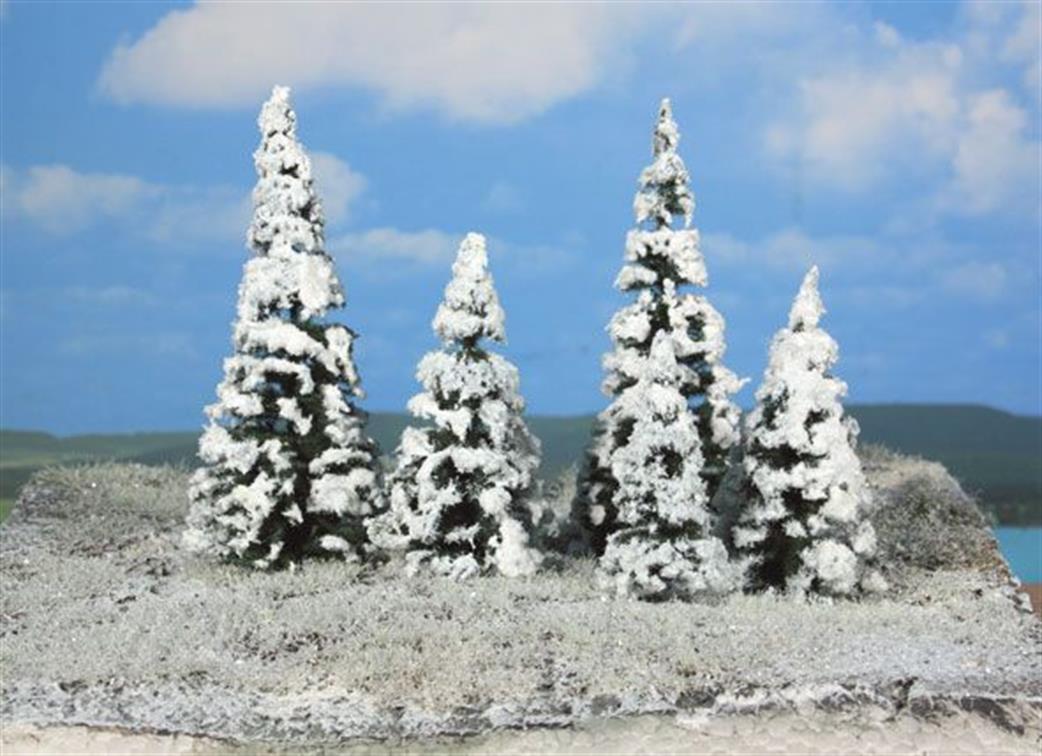 Heki 2162 5 Snow Covered Fir Trees 7-14cm