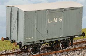A kit to build a detailed model of the LMS standard design of covered box van to diagram D1664. Based on the final Midland Railway design with a 9ft wheelbase steel chassis the LMS built over 2,500 vans between 1924 and 1926 and similar designs were built through the LMS period. Having durable steel underframes many of these vans were still in service in the early 1960s. Kit is supplied with transfers for LMS and BR liveries.Supplied with metal wheels and 3 link couplings.
