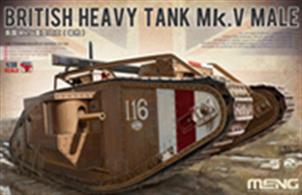 Meng Models TS-020 1/35t Scale British World War 1 Mk5 British Heavy Tank - MaleDimensions - Length 243mm Width 112mm.This kit realistically replicates the tank’s riveted rhomboid hull. All hatches can be built open or closed; cement-free workable tracks are easy to assemble; the engine and interiors of driver’s cabin are perfectly reproduced; sponsons of the Mk.V male tank are precisely represented. Decals and full instructions are includedAdhesive and paints are required 