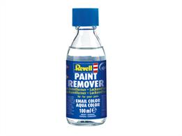 Paint Remover effortlessly removes already dried Revell Email (enamel) and Aqua Color (acrylic) paint without damaging the plastics. The use is very easy: Apply undiluted Paint Remover to the area to be treated using a paint brush or cotton swab. The paint begins to peel off after several minutes. Remove loose paint with a paint brush.