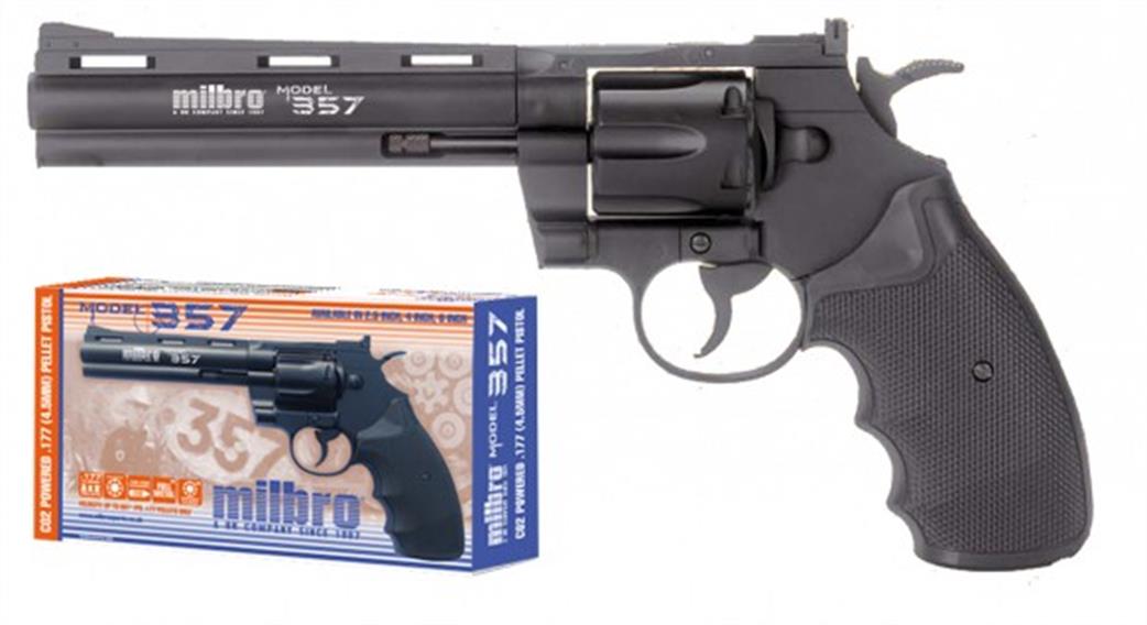 Milbro  MILKP6635764.5 Black  6in 357 Magnum Co2 4.5mm Air Pistol