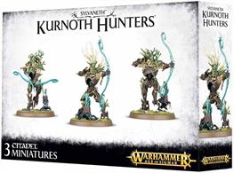 This multi-part plastic kit contains all the components necessary to assemble three Kurnoth Hunters, armed with a choice of greatswords, scythes or greatbows. One model can be assembled as a huntmaster, with a special head crest and weapon, and the kit contains seven additional spites.Supplied with three Citadel 50mm Round bases.