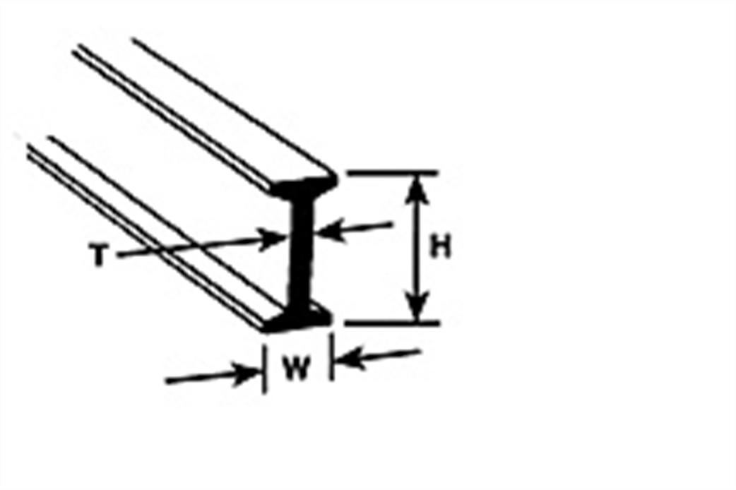 Plastruct 90511 1.6mm I Section Beam Pack of 10 BFS-2