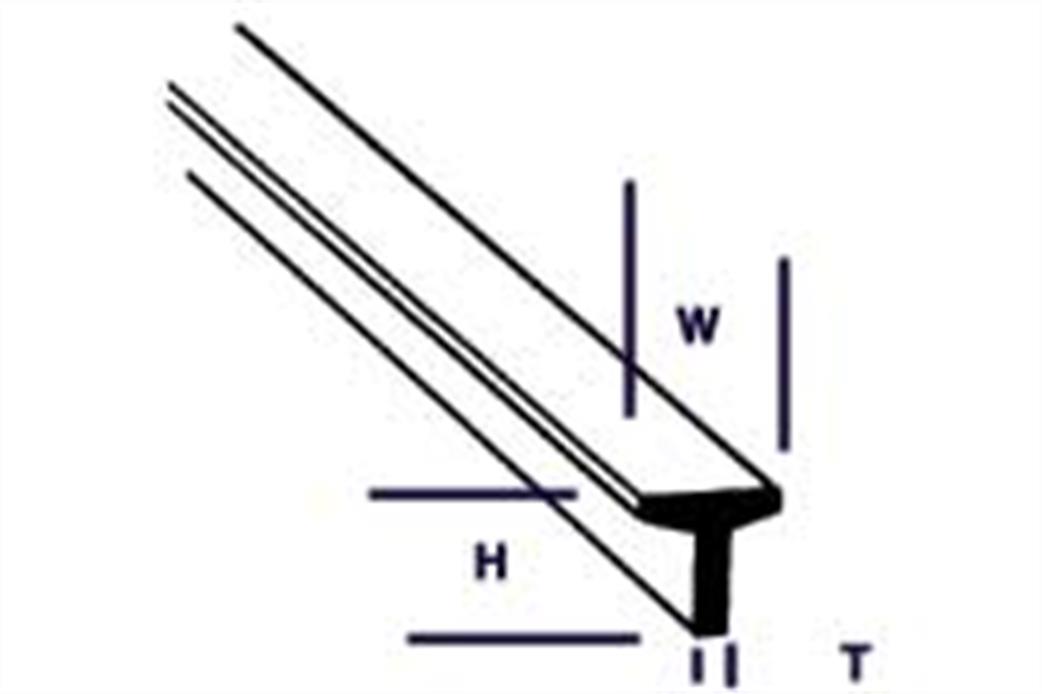 Plastruct 90562 1.6mm T Section Pack of 10 TFS-2