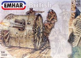 Emhar EM3502 1/35 Scale British WW1 Artillery with 18Pdr GunIn addition to the field gun the kit contains 3 figures and full instructions.Glue and paints are required