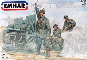 Emhar EM3504 1/35 Scale German WW1 Artillery with 96n/A 77mm GunIn addition to the field gun 3 figures are included together with full assembly instructions.Glue and paints are required