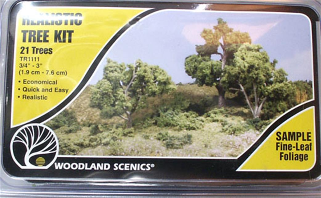 Woodland Scenics  TR1111 Realistic Tree Kit 3/4-3in Height Pack of 21