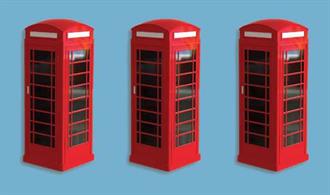 Pack contains 3 pre-coloured Telephone Boxes.