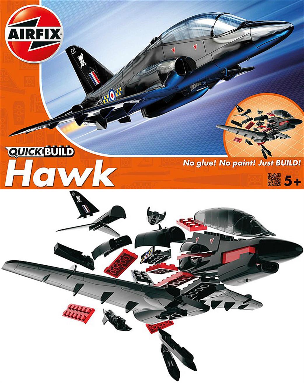Airfix  J6003 Quickbuild BAE Hawk Black Clip together Block Model