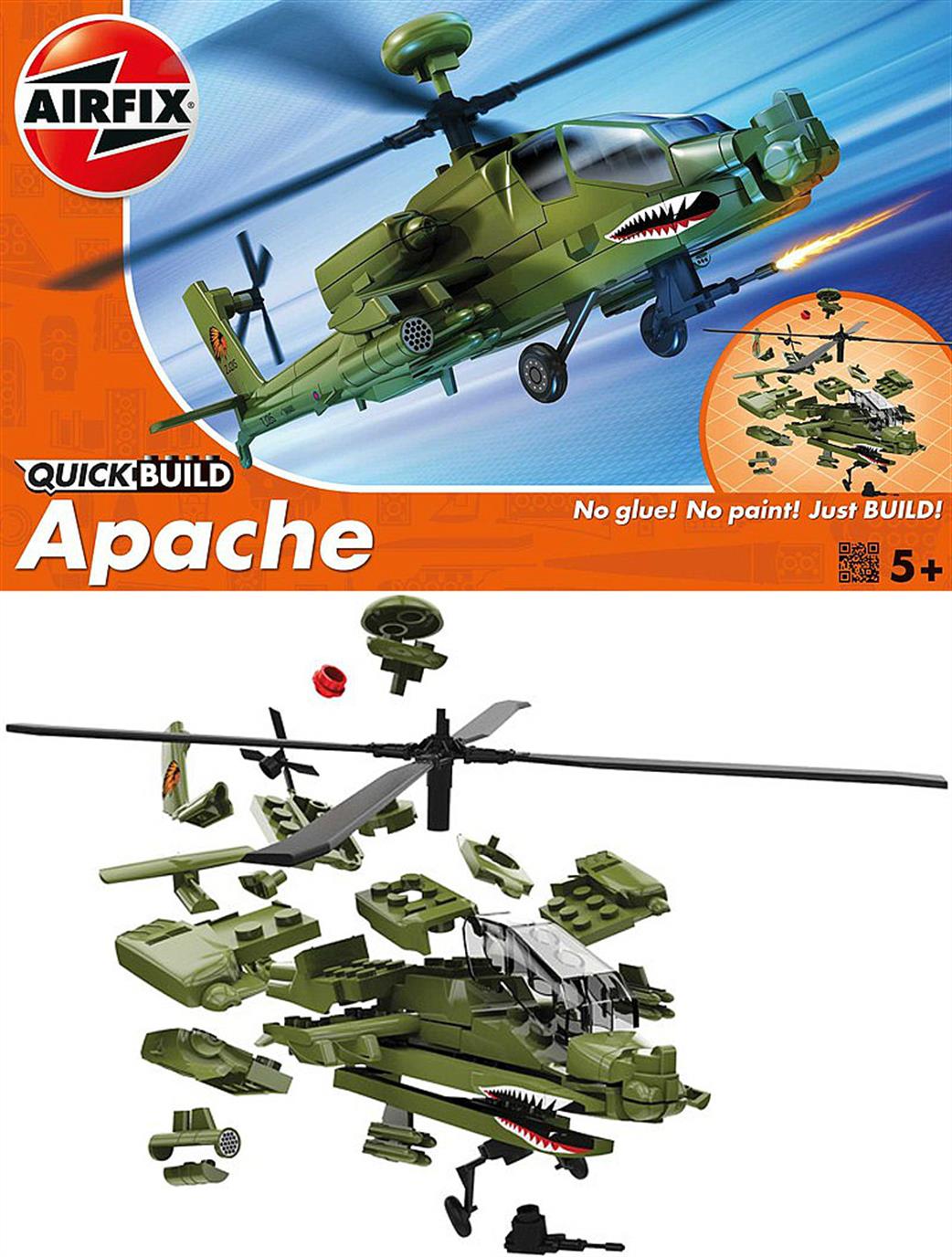 Airfix  J6004 Quickbuild Apache Helicopter Clip together Block Model
