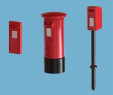Pack of 9 Royal Mail post boxes of three different types.