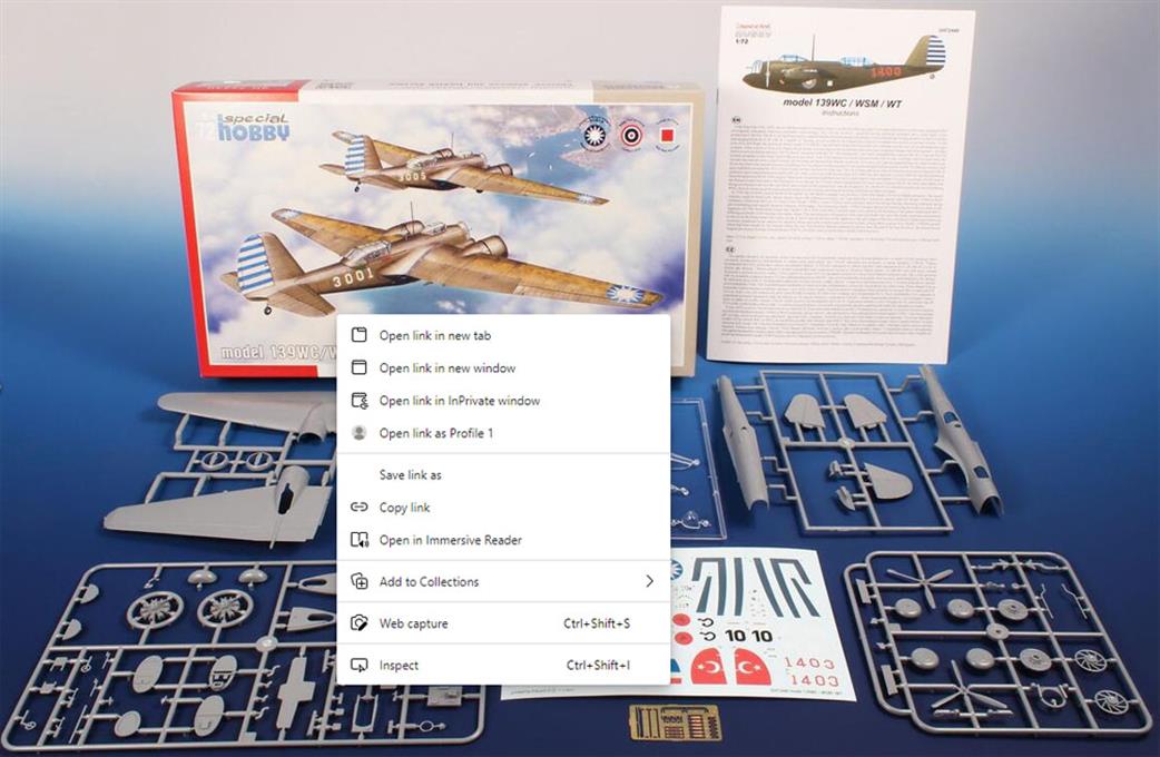 Special Hobby 1/72 72440 Martin model 139WC/WSM/WT Bomber Chinese, Siamese and Turkish Service