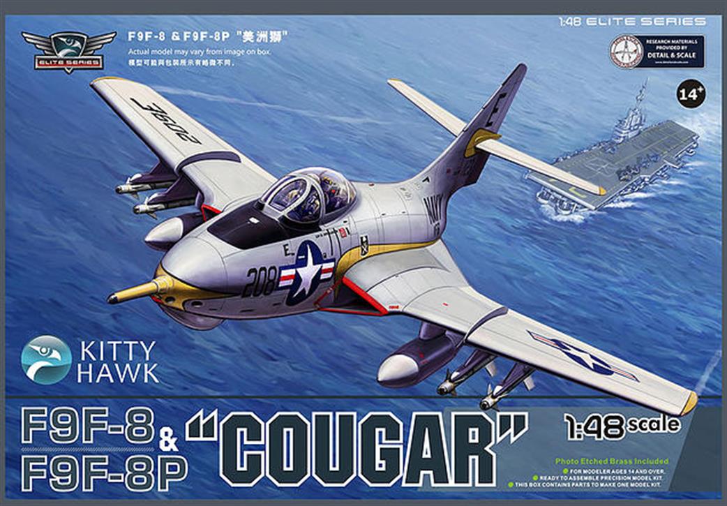 Kitty Hawk 1/48 KH80127 USN F9F-8 / F9F-8P Cougar Aircraft Kit