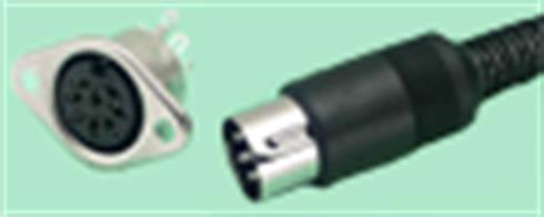 Standard size Din plug and socket. Will accept cables up to 6mm diameter.