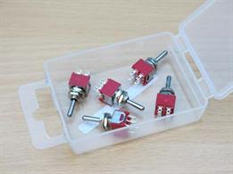 Pack of 5 DPDT Sub Miniature switches.2 poles, 2 positions: ON/ON (H 8.64 x W 8.13 x D 9.14mm)
