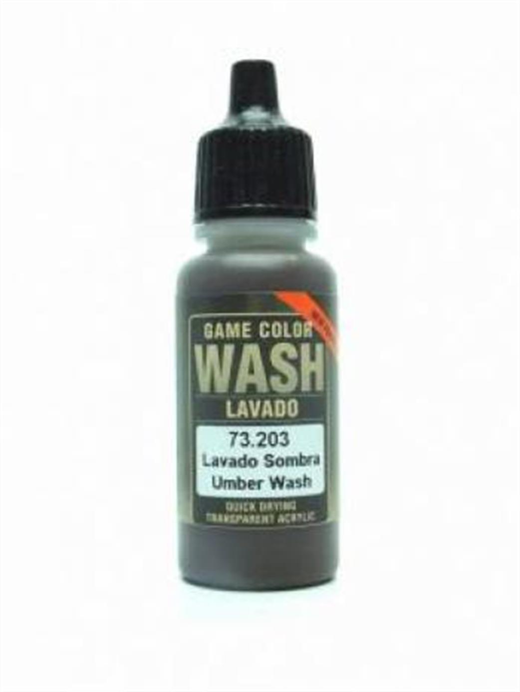 Vallejo  73203 203 Umber Shade Wash 17ml Bottle