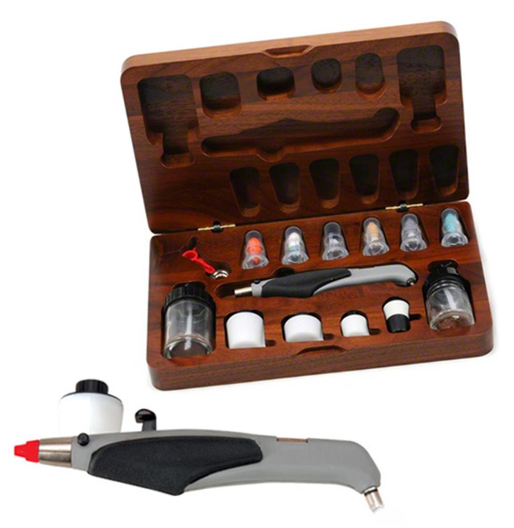 Aztek  A4709T A470 Airbrush Set with 6 Nozzles and Wooden Case