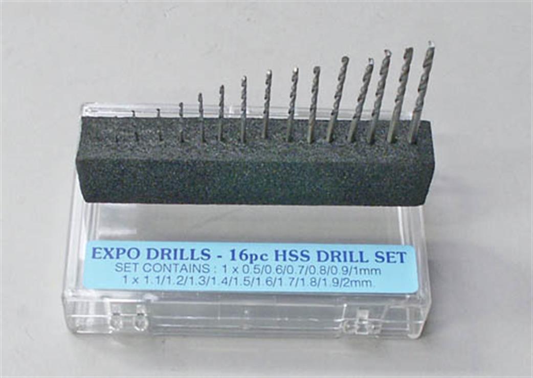 Expo 11516 HSS Drill Bit Set 16pc 0.5mm - 2.0mm
