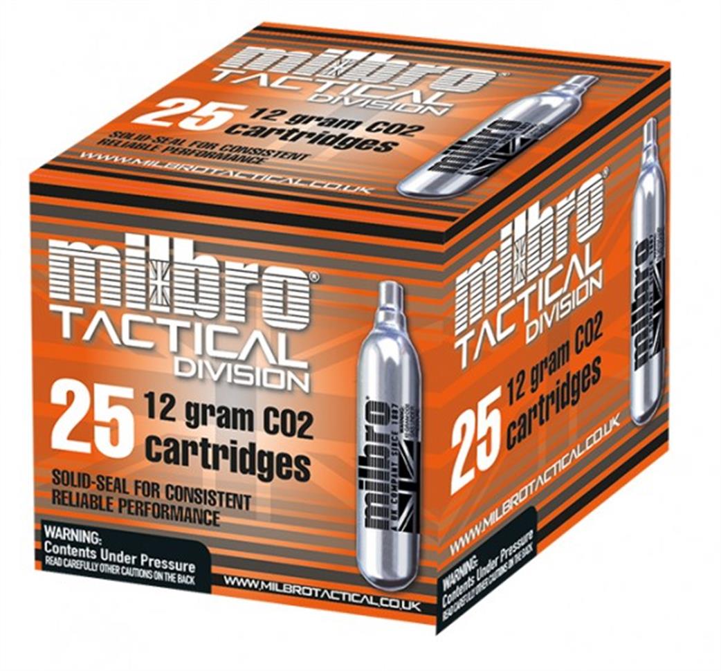 Milbro  ASGCO212G25 Pack of 25 Co2 Airgun Cartridges