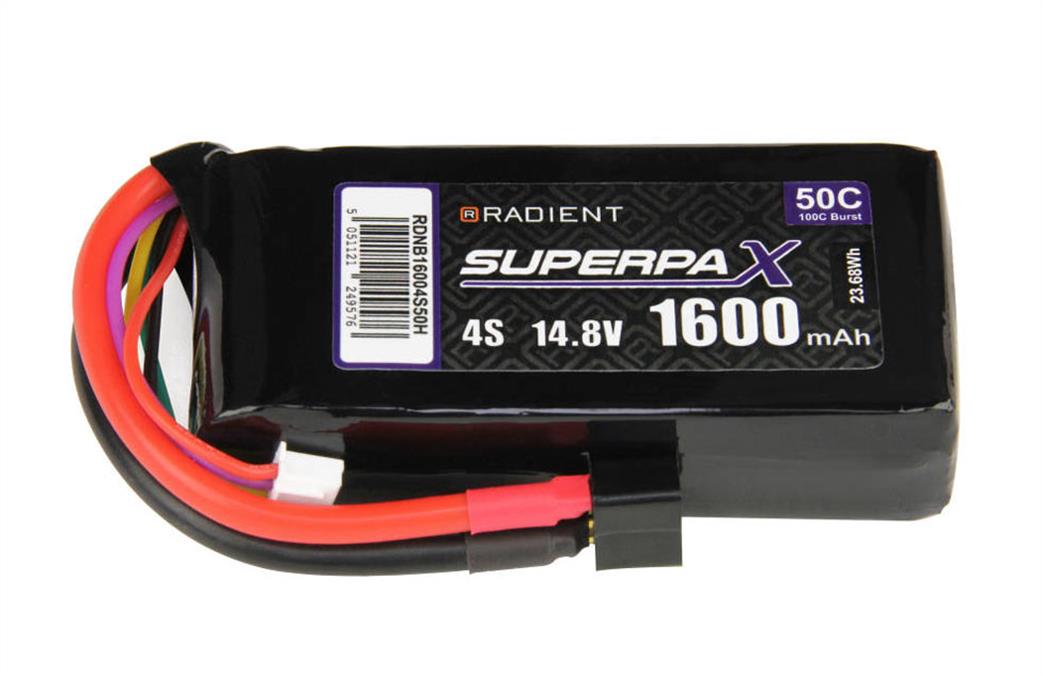 Radient  RDNA16004S50H 14.8v 1600mah Lipo Battery 50C w/XT60 Connector