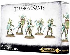 This multi-part plastic kit contains all the components necessary to assemble five Tree-Revenants, armed with a variety of enchanted blades (swords, scythes, an axe and a pick are included.) One model can be assembled as a Scion, wielding a Protector Glaive, one can be assembled as a Glade Banner and one can be assembled with Waypipes. Supplied with five Citadel 32mm Round bases.This kit can also be used to assemble five Spite-Revenants.