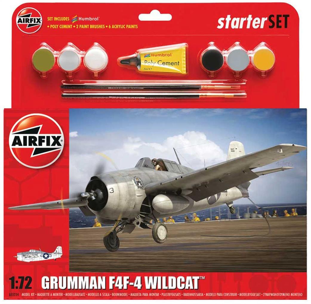 Airfix 1/72 A55214 F4-F Wildcat Medium Starter Gift Set