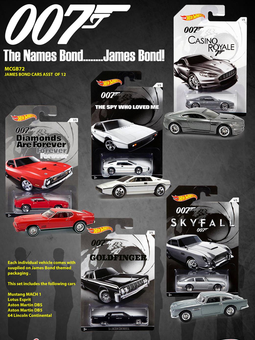 Hot Wheels 1/64 MCGB72 James Bond 007 Car Model