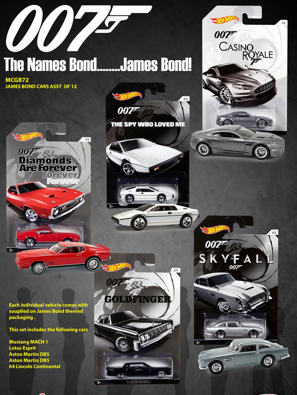 Hot Wheels 1/64 MCGB72 James Bond 007 Car Model