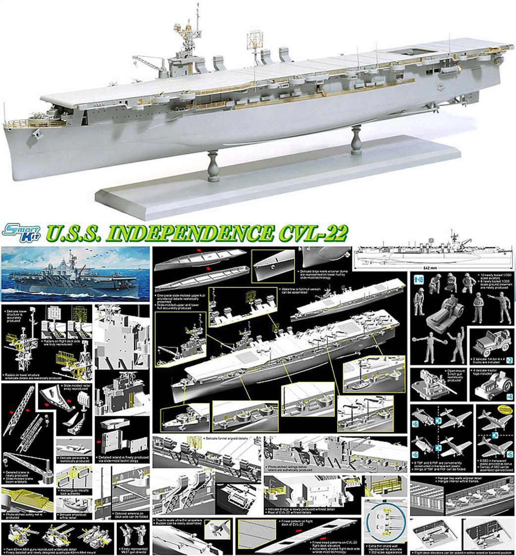 Dragon Models 1024 USS Independence CVL-22 Smart Kit 1/350