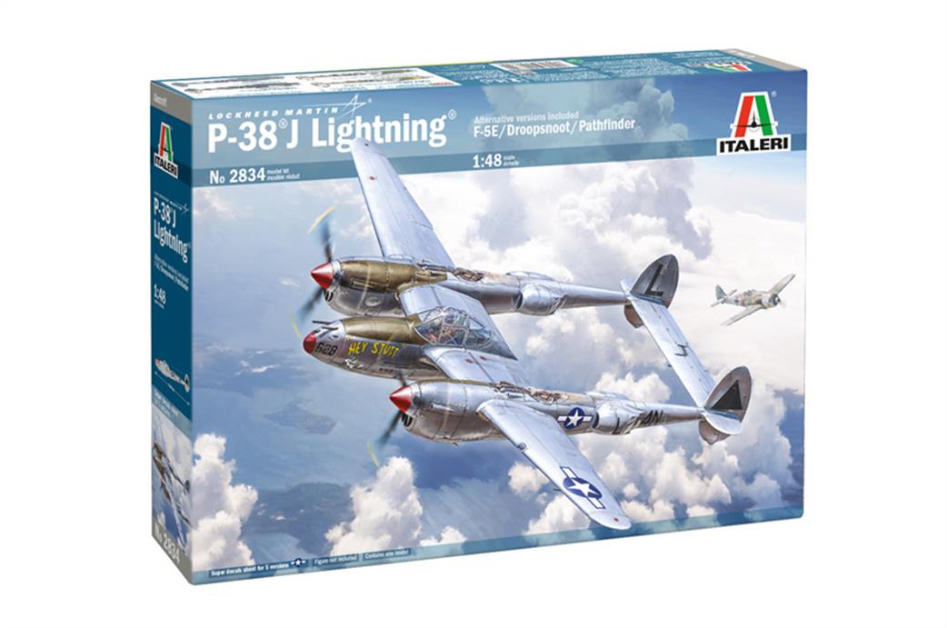 Italeri 1/48 2834 P-38J Lightning USAAF American WW2 Fighter Kit