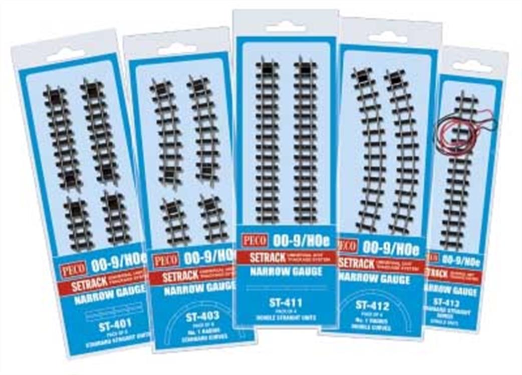 Peco OO9/HOe ST-401 Setrack Standard Straight 87mm Pack of 8