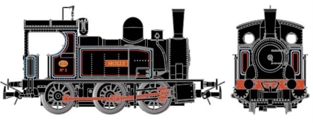 Hornby HES2001 Andrew Barclay Industrial 0-6-0T Steam Loco Molly Lined Black Livery OO